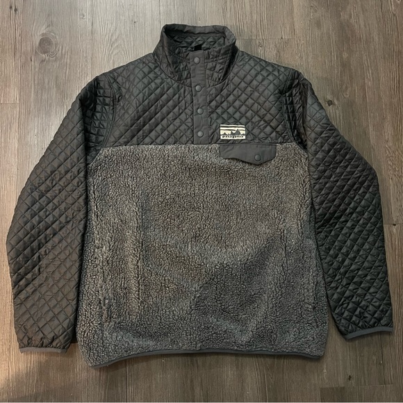 Patagonia Mixed Media Snap T Sherpa Fleece Quilted Black 40th Anniversary Small - Picture 2 of 5